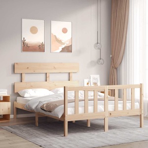 vidaXL Massivholzbett mit Kopfteil 4FT Small Double