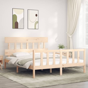 vidaXL, vidaXL Massivholzbett mit Kopfteil 5FT King Size
