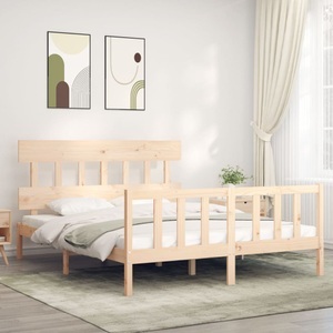 vidaXL, vidaXL Massivholzbett mit Kopfteil 160x200 cm