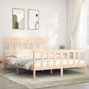 vidaXL, vidaXL Massivholzbett mit Kopfteil 160x200 cm