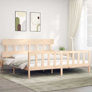 vidaXL, vidaXL Massivholzbett mit Kopfteil 6FT Super King