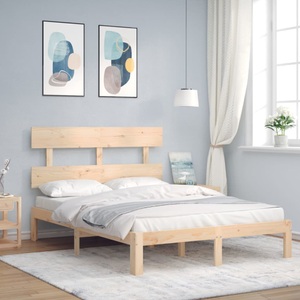 vidaXL, vidaXL Massivholzbett mit Kopfteil, vidaXL Massivholzbett mit Kopfteil