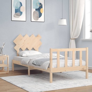 vidaXL, vidaXL Massivholzbett mit Kopfteil 3FT Single