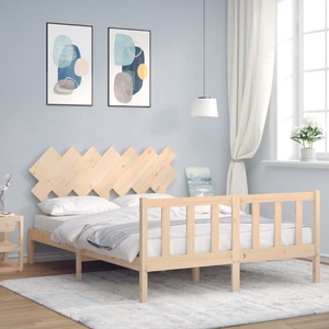 vidaXL, vidaXL Massivholzbett mit Kopfteil 140x190 cm