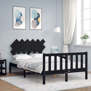 vidaXL, vidaXL Massivholzbett mit Kopfteil Schwarz 120x200 cm