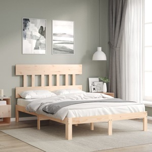vidaXL, vidaXL Massivholzbett mit Kopfteil 4FT6 Double