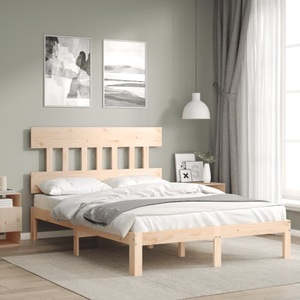 vidaXL, vidaXL Massivholzbett mit Kopfteil 140x200 cm