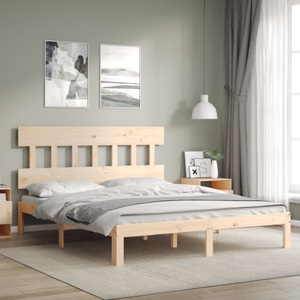 vidaXL, vidaXL Massivholzbett mit Kopfteil 5FT King Size