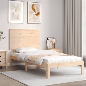 vidaXL, vidaXL Massivholzbett mit Kopfteil 3FT Single