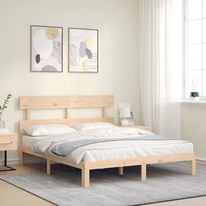 vidaXL, vidaXL Massivholzbett mit Kopfteil 160x200 cm