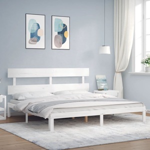 vidaXL Massivholzbett mit Kopfteil Weiß 6FT Super King