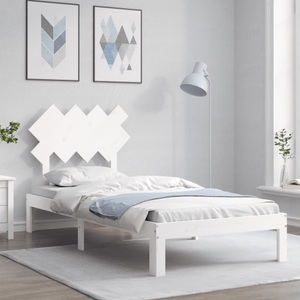 vidaXL Massivholzbett mit Kopfteil Weiß 3FT Single