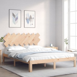vidaXL, vidaXL Massivholzbett mit Kopfteil 140x190 cm