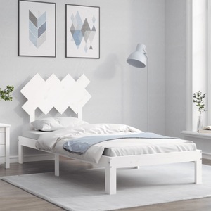 vidaXL, vidaXL Massivholzbett mit Kopfteil Weiß 90x200 cm