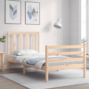 vidaXL, vidaXL Massivholzbett mit Kopfteil 100x200 cm, vidaXL Massivholzbett ohne Matratze 100x200 cm Kiefernholz