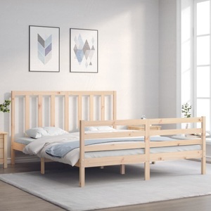 vidaXL, vidaXL Massivholzbett mit Kopfteil 160x200 cm, vidaXL Massivholzbett ohne Matratze 160x200 cm Kiefernholz