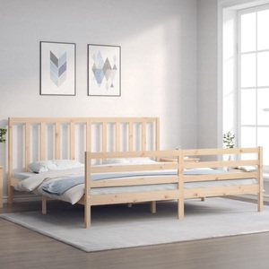 vidaXL, vidaXL Massivholzbett mit Kopfteil 200x200 cm, vidaXL Massivholzbett ohne Matratze 200x200 cm Kiefer