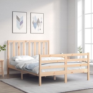 vidaXL, vidaXL Massivholzbett mit Kopfteil 4FT6 Double, vidaXL Massivholzbett mit Kopfteil
