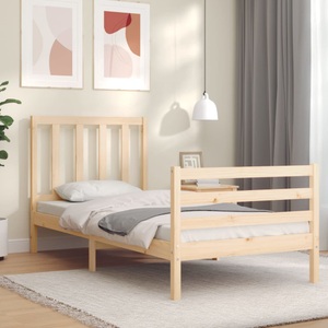 vidaXL, vidaXL Massivholzbett mit Kopfteil 100x200 cm
