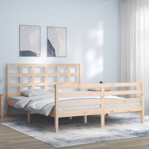 vidaXL, vidaXL Massivholzbett mit Kopfteil 160x200 cm