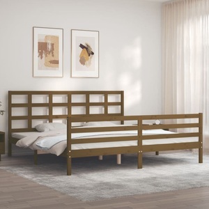 vidaXL, vidaXL Massivholzbett mit Kopfteil Honigbraun 200x200 cm