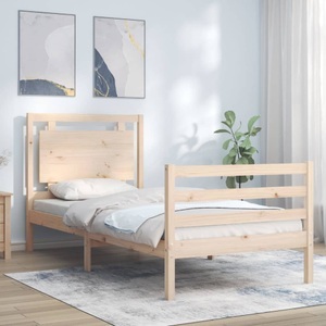 vidaXL, vidaXL Massivholzbett mit Kopfteil 3FT Single