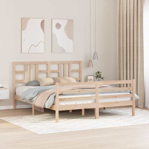 vidaXL, vidaXL Massivholzbett mit Kopfteil 160x200 cm, vidaXL Massivholzbett mit Kopfteil 160x200 cm