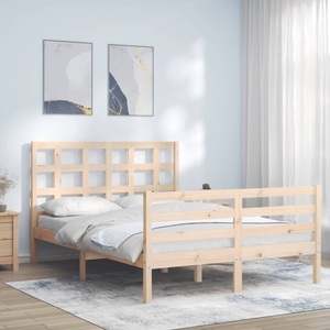 vidaXL, vidaXL Massivholzbett mit Kopfteil 4FT Small Double