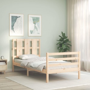 vidaXL Massivholzbett mit Kopfteil 2FT6 Small Single