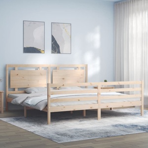 vidaXL, vidaXL Massivholzbett mit Kopfteil, vidaXL Massivholzbett mit Kopfteil