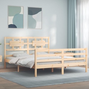 vidaXL, vidaXL Massivholzbett mit Kopfteil 160x200 cm