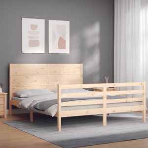 vidaXL, vidaXL Massivholzbett mit Kopfteil, vidaXL Massivholzbett mit Kopfteil