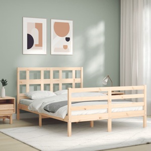 vidaXL, vidaXL Massivholzbett mit Kopfteil, vidaXL Massivholzbett mit Kopfteil