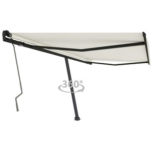 vidaXL, vidaXL Standmarkise Einziehbar Handbetrieben 400x350 cm Cremeweiß, vidaXL Standmarkise Manuell Einziehbar 400x350 cm Creme