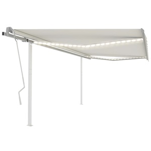 vidaXL, vidaXL Gelenkarmmarkise Einziehbar mit LED 4,5x3,5 m Cremeweiß, vidaXL Markise Manuell Einziehbar mit LED 4,5x3,5 m Creme