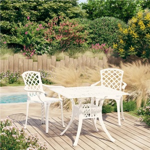 vidaXL, vidaXL 3-tlg. Bistro-Set Aluminiumguss Weiß, vidaXL 3-tlg. Bistro-Set Aluminiumguss Weiß