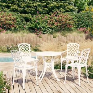 vidaXL, vidaXL 5-tlg. Bistro-Set Aluminiumguss Weiß, vidaXL 5-tlg. Bistro-Set Aluminiumguss Weiß