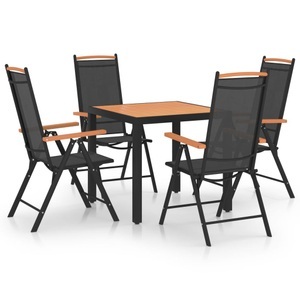 vidaXL, vidaXL 5-tlg. Garten-Essgruppe Aluminium Schwarz