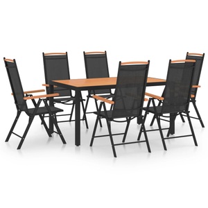 vidaXL 7-tlg. Garten-Essgruppe Aluminium Schwarz