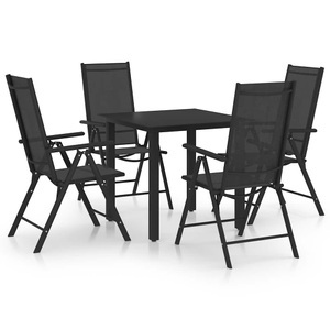 vidaXL, vidaXL 5-tlg. Garten-Essgruppe Aluminium Schwarz
