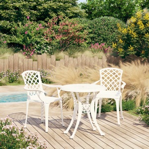 vidaXL, vidaXL 3-tlg. Bistro-Set Aluminiumguss Weiß, vidaXL 3-tlg. Bistro-Set Aluminiumguss Weiß