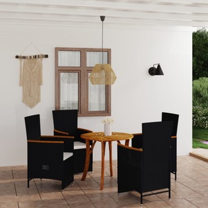 vidaXL, vidaXL 5-tlg. Garten-Essgruppe Schwarz, 