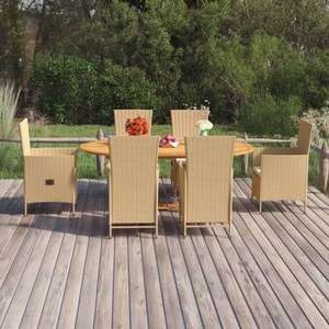 vidaXL, vidaXL 7-tlg. Garten-Essgruppe Poly Rattan Beige, 