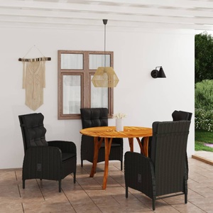 vidaXL, vidaXL 5-tlg. Garten-Essgruppe Schwarz, 