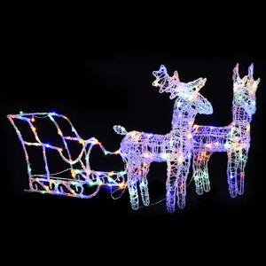 vidaXL, vidaXL Rentiere und Schlitten Weihnachtsdeko 160 LEDs 130 cm Acryl, vidaXL Rentiere & Schlitten Weihnachtsdekoration 160 LEDs 130 cm Acryl