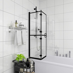vidaXL, vidaXL Faltbare Duschkabine ESG Schwarz 80x140 cm, vidaXL Faltbare Duschkabine ESG Schwarz 80x140 cm