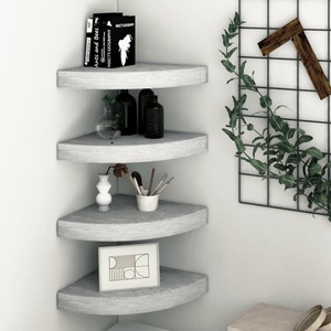 vidaXL, vidaXL Eck-Wandregal 4 Stk. Betongrau 25x25x3,8 cm MDF, vidaXL Eck-Schweberegale 4 Stk. Betongrau 25x25x3,8 cm MDF
