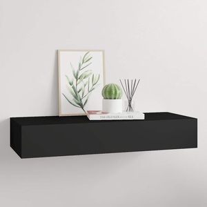 vidaXL, vidaXL Wand-Schubladenregal Schwarz 60x23,5x10 cm MDF, vidaXL Wandregal mit Schublade Schwarz 60x23,5x10 cm MDF