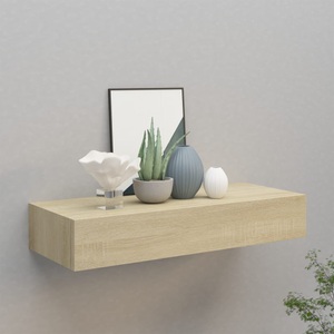 vidaXL, vidaXL Wand-Schubladenregal Eichenoptik 60x23,5x10 cm MDF, vidaXL Wandregal mit Schublade Eichen-Optik 60x23,5x10 cm MDF
