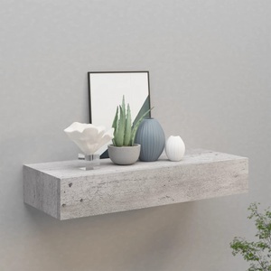 vidaXL, vidaXL Wand-Schubladenregal Betongrau 60x23,5x10 cm MDF, vidaXL Wandregal mit Schublade Betongrau 60x23,5x10 cm MDF